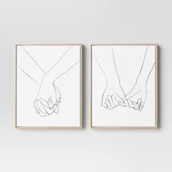 (Set of 2) 16&quot; x 20&quot; Hands Framed Canvas - Threshold™: Modern Wall Art, Vertical Orientation, Sawtooth Back