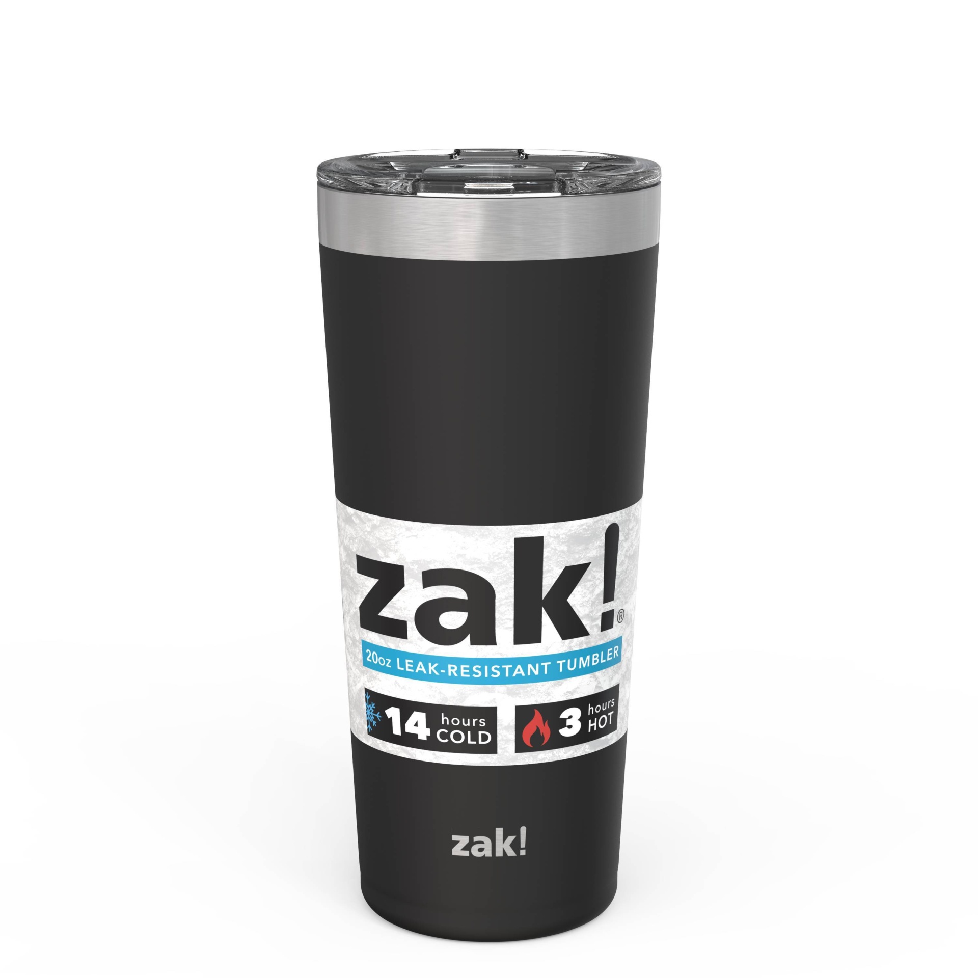 slide 1 of 6, Zak Designs Zak! Designs Double Wall Stainless Steel Latah Tumbler with Contour Lid - Black, 20 oz