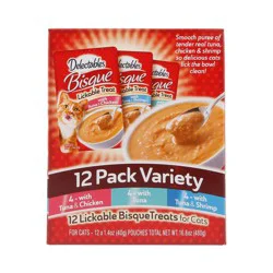 Hartz Delectables Bisque Tuna, Shrimp & Chicken Cat Treats Variety Pack - 16.8oz/12ct