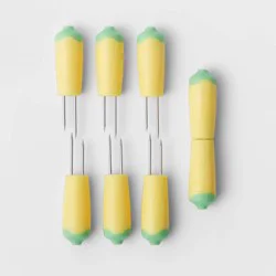 4pk Corn Holders Yellow/Green - Sun Squad™: Stainless Steel Skewers, Hand Wash, Service for Four