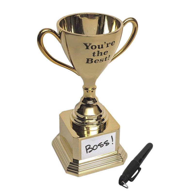 slide 2 of 3, Dry Erase Trophy Cup: Black Plastic Figurine for Father's Day & Birthday by Paper Riot Co., 1 ct