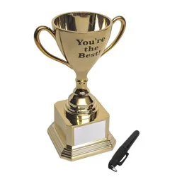 Dry Erase Trophy Cup: Black Plastic Figurine for Father's Day & Birthday by Paper Riot Co.