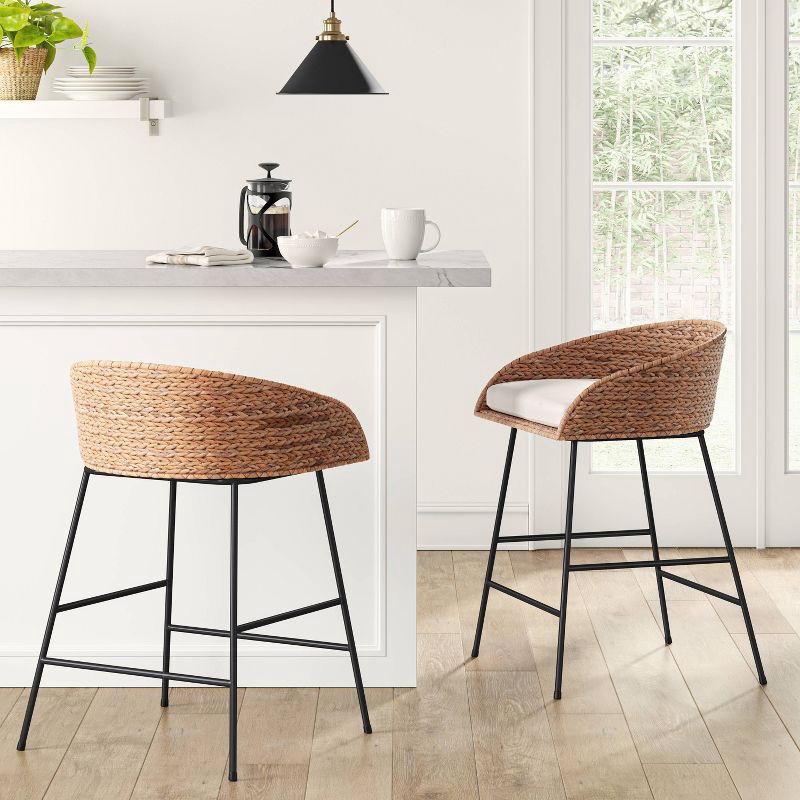 slide 2 of 6, Landis Woven Backed Counter Height Barstool with Cushion - Threshold™, 1 ct