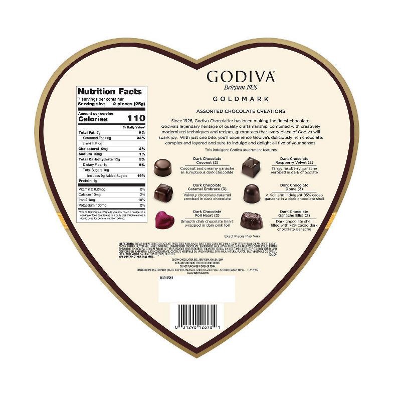 Godiva Valentine's Day Goldmark Dark Chocolate Heart - 5.25oz 5.25 oz ...