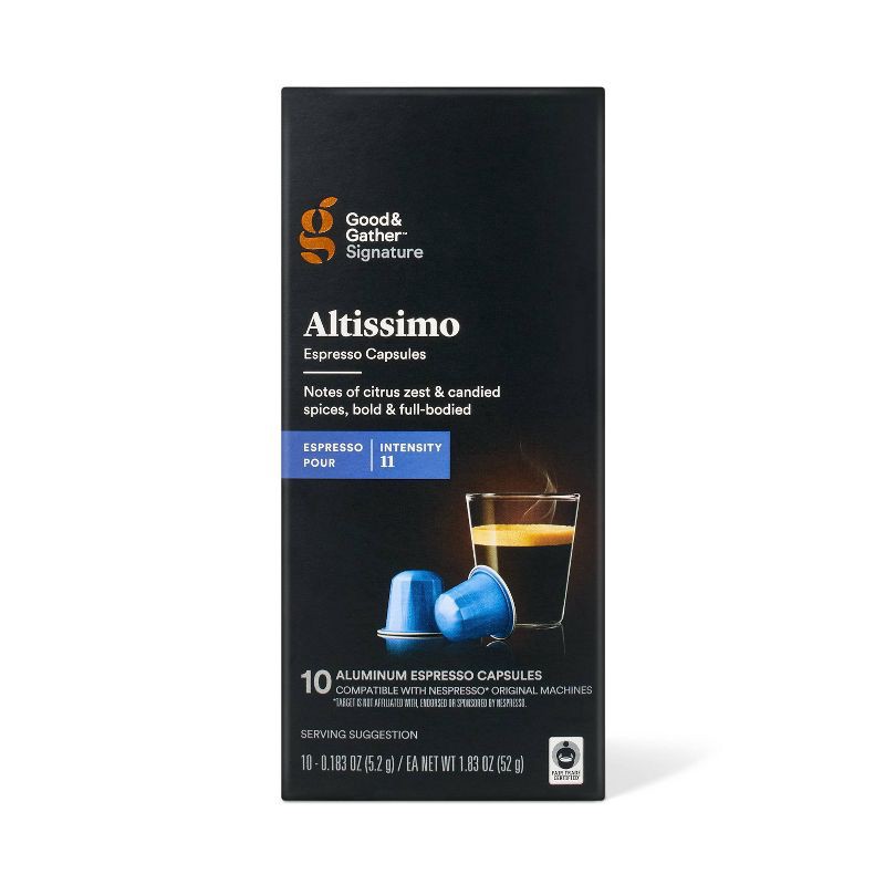 slide 1 of 4, Signature Intenso Espresso Altissimo Pods Espresso Roast Coffee - 10ct - Good & Gather™, 10 ct