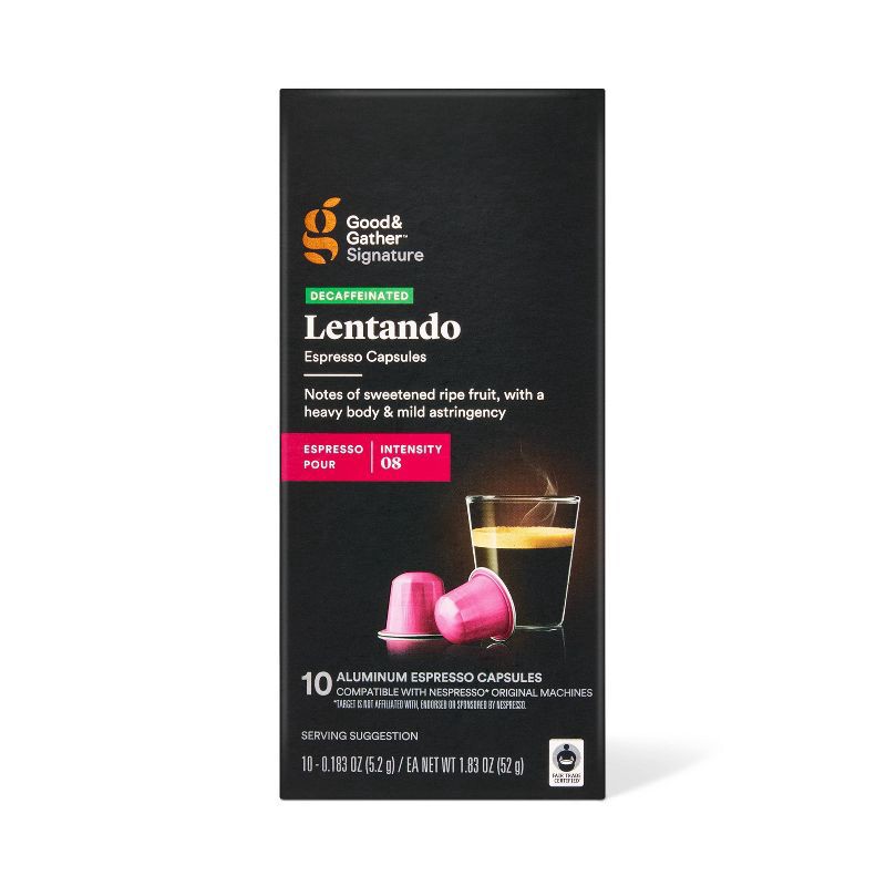 slide 1 of 4, Signature Decaf Espresso Roast Lentado Pods Coffee - 10ct - Good & Gather™, 10 ct