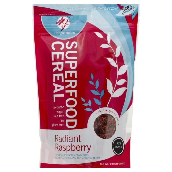 slide 1 of 2, Living Intentions Cereal Radiant Raspberry Superfood, 9 oz