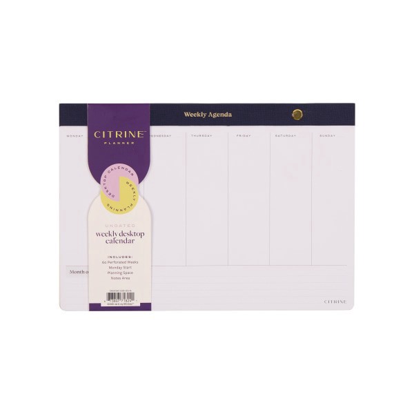 slide 3 of 5, Citrine Undated Desktop Calendar, 10"" x 7"", Navy, CD003610003, 1 ct