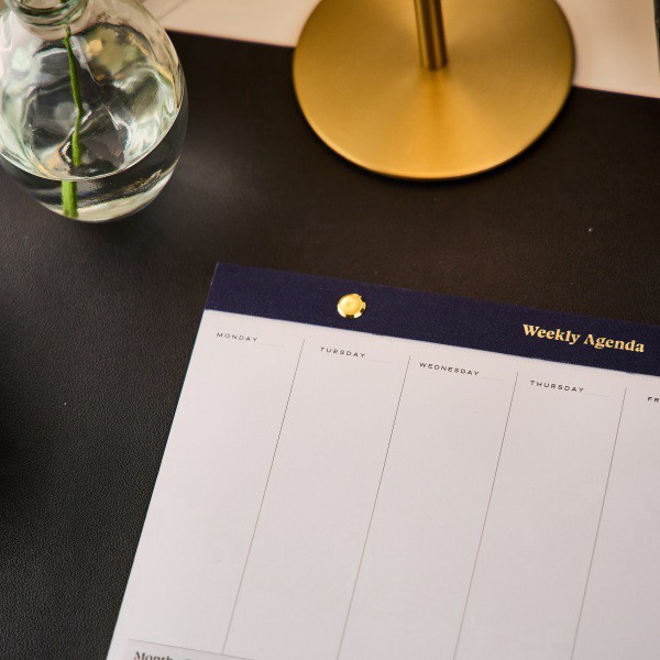 slide 4 of 5, Citrine Undated Desktop Calendar, 10"" x 7"", Navy, CD003610003, 1 ct