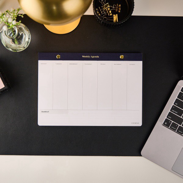 slide 5 of 5, Citrine Undated Desktop Calendar, 10"" x 7"", Navy, CD003610003, 1 ct