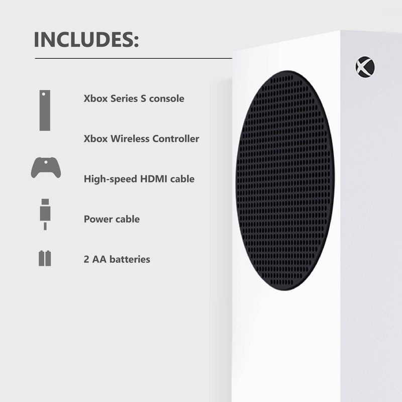 slide 2 of 8, Microsoft Xbox Series S Console: Slim Design, 512GB, Wi-Fi 5, HDMI, Includes AC Adapter & Controller, 1 ct