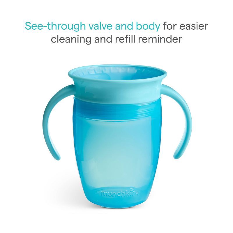 slide 3 of 7, Munchkin Miracle 360 Trainer Cup 7oz/2pk - Blue/Mint, 2 ct; 7 oz