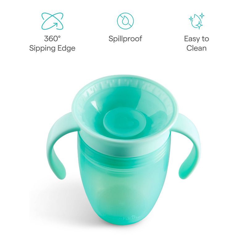 slide 4 of 7, Munchkin Miracle 360 Trainer Cup 7oz/2pk - Blue/Mint, 2 ct; 7 oz