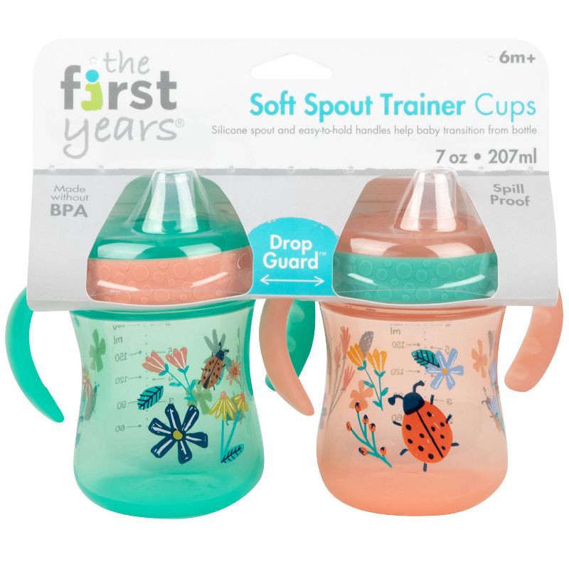 slide 8 of 9, The First Years Soft Spout Trainer Cups - Lady Bug - 2pk/7oz, 2 ct; 7 oz