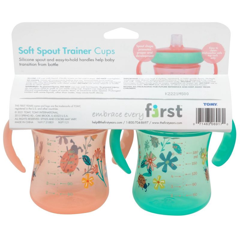 slide 9 of 9, The First Years Soft Spout Trainer Cups - Lady Bug - 2pk/7oz, 2 ct; 7 oz