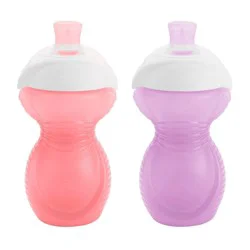 Munchkin Click Lock 9oz Bite Proof Sippy Cup - 2pk - Pink/Purple