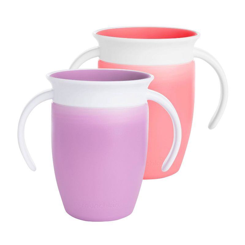 slide 1 of 4, Munchkin Miracle 360° 2pk Trainer Cup - Pink/Purple - 14oz, 2 ct; 14 oz