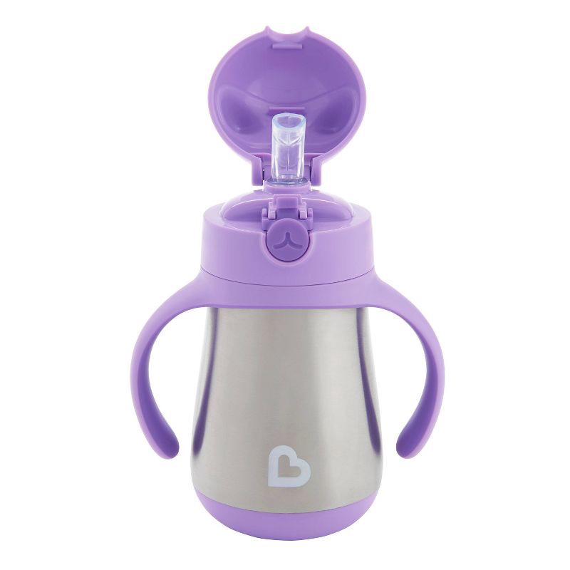 slide 2 of 4, Munchkin Cool Cat Stainless Steel Straw Cup - Purple - 8oz, 8 oz