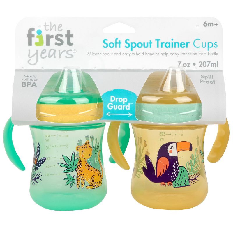 slide 8 of 9, The First Years Soft Spout Trainer Cups - Rainforest - 2pk/7oz, 2 ct; 7 oz