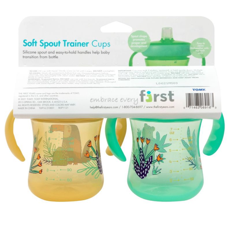 slide 9 of 9, The First Years Soft Spout Trainer Cups - Rainforest - 2pk/7oz, 2 ct; 7 oz