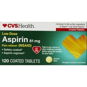 slide 1 of 1, Cvs Health Low Strength Aspirin 81 Mg Enteric Coated Tablets, 120 Ct, 1 ct