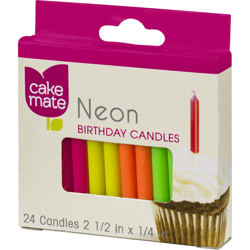 slide 2 of 9, Cake Mate 2.5 Inch Neon Birthday Candles 24 ea, 24 ct