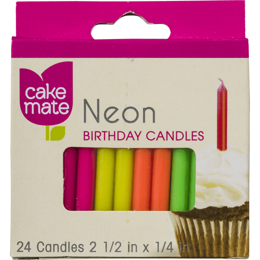 slide 7 of 9, Cake Mate 2.5 Inch Neon Birthday Candles 24 ea, 24 ct