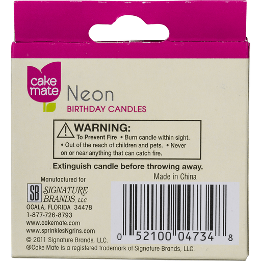 slide 8 of 9, Cake Mate 2.5 Inch Neon Birthday Candles 24 ea, 24 ct