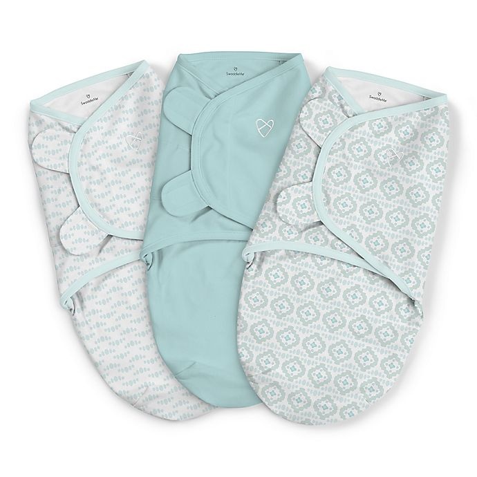 slide 1 of 5, SwaddleMe Small Newport Shores Original Swaddles - Aqua, 3 ct