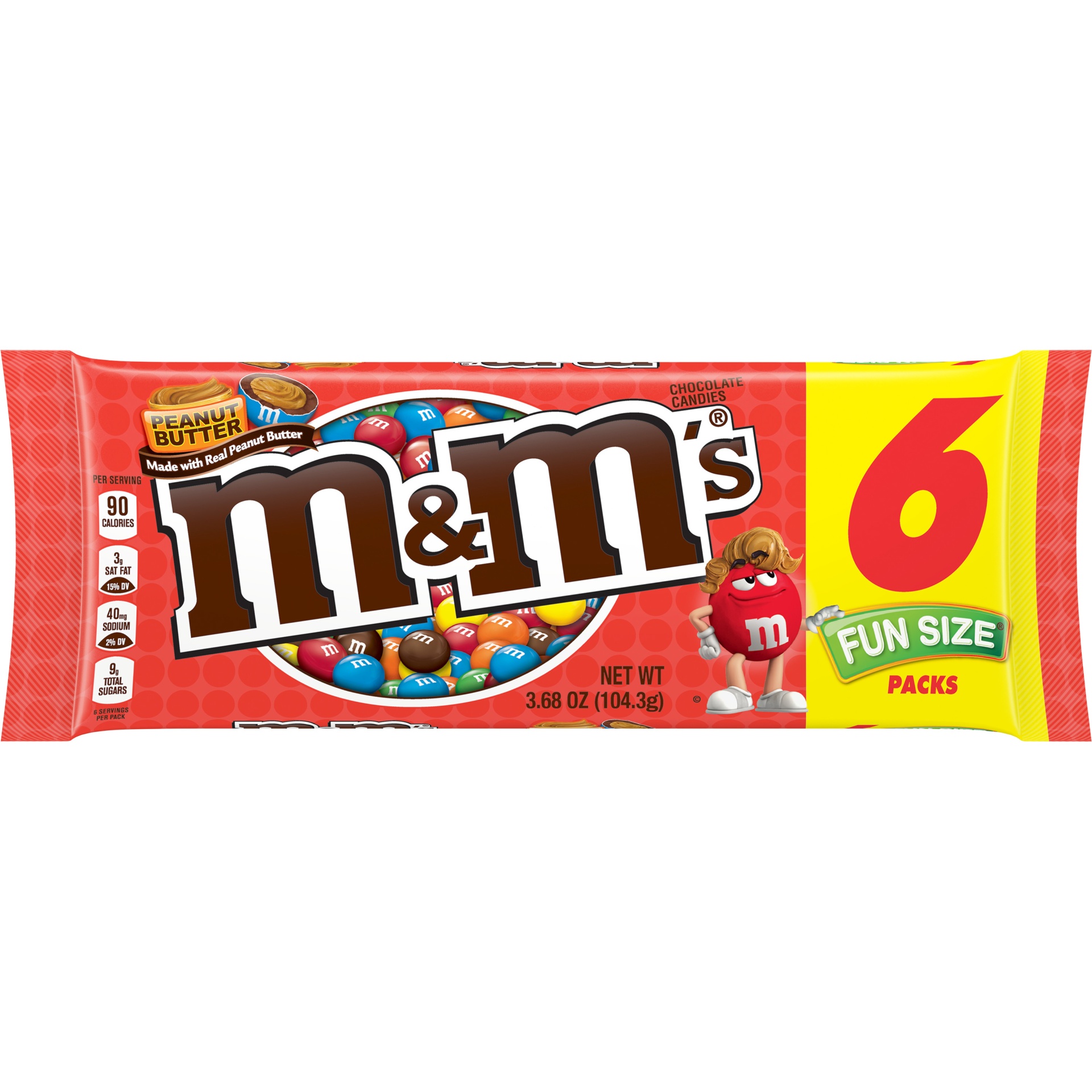 M&M's Peanut Butter Fun Size Chocolate Candies 6 ct; 3.68 oz