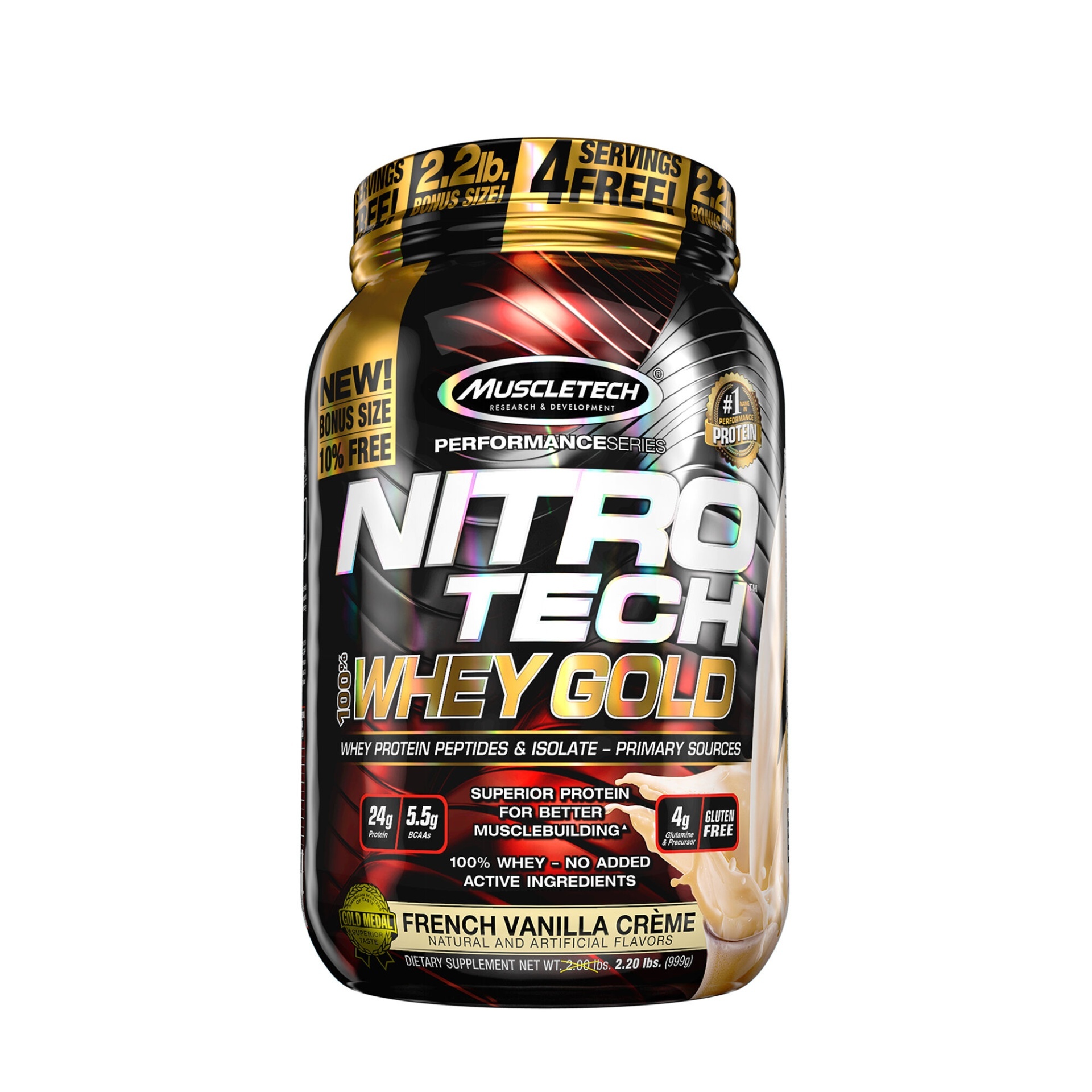 slide 1 of 1, MuscleTech NitroTech Whey Gold, French Vanilla Creme, 2.2 lb