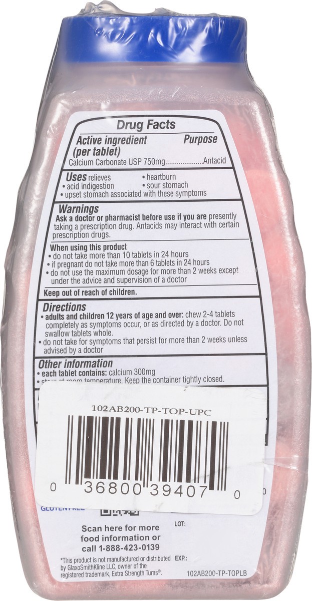 slide 3 of 15, TopCare Extra Strength Antacid Chewable Tablets 2Pk Assorted Berry Flavors, 200 ct