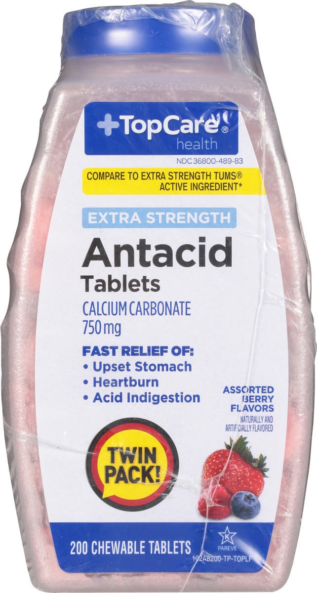 slide 9 of 15, TopCare Extra Strength Antacid Chewable Tablets 2Pk Assorted Berry Flavors, 200 ct