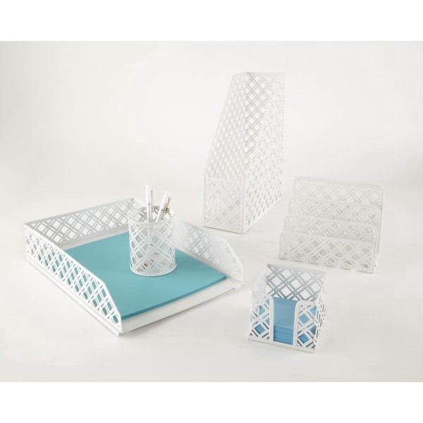 slide 2 of 2, Realspace® Streya Cut-Metal Magazine File Holder, 12""H x 4""W x 9-7/8""D, White, 1 ct