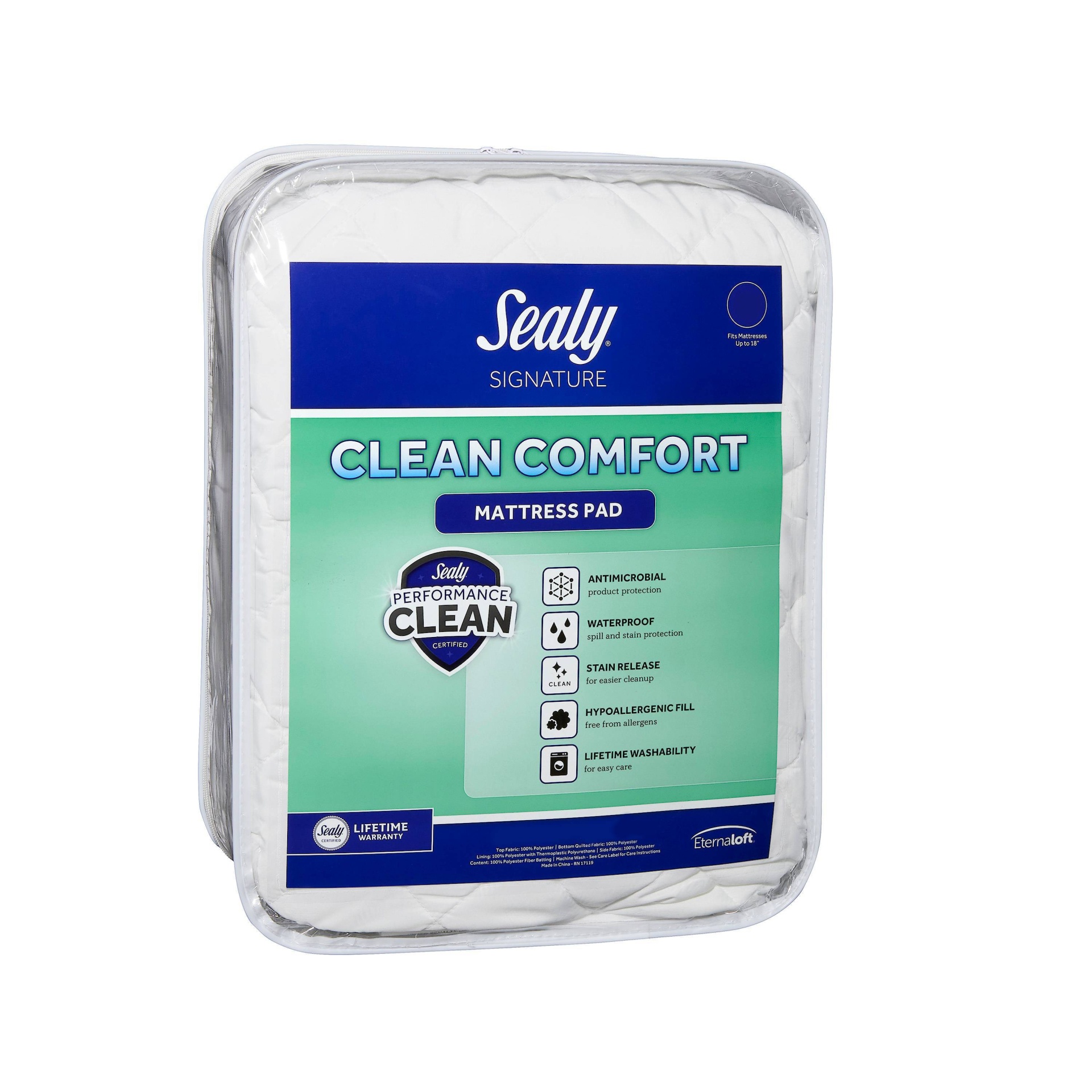 slide 1 of 5, Sealy Queen Clean Comfort Antimicrobial & Waterproof Mattress Pad, 1 ct