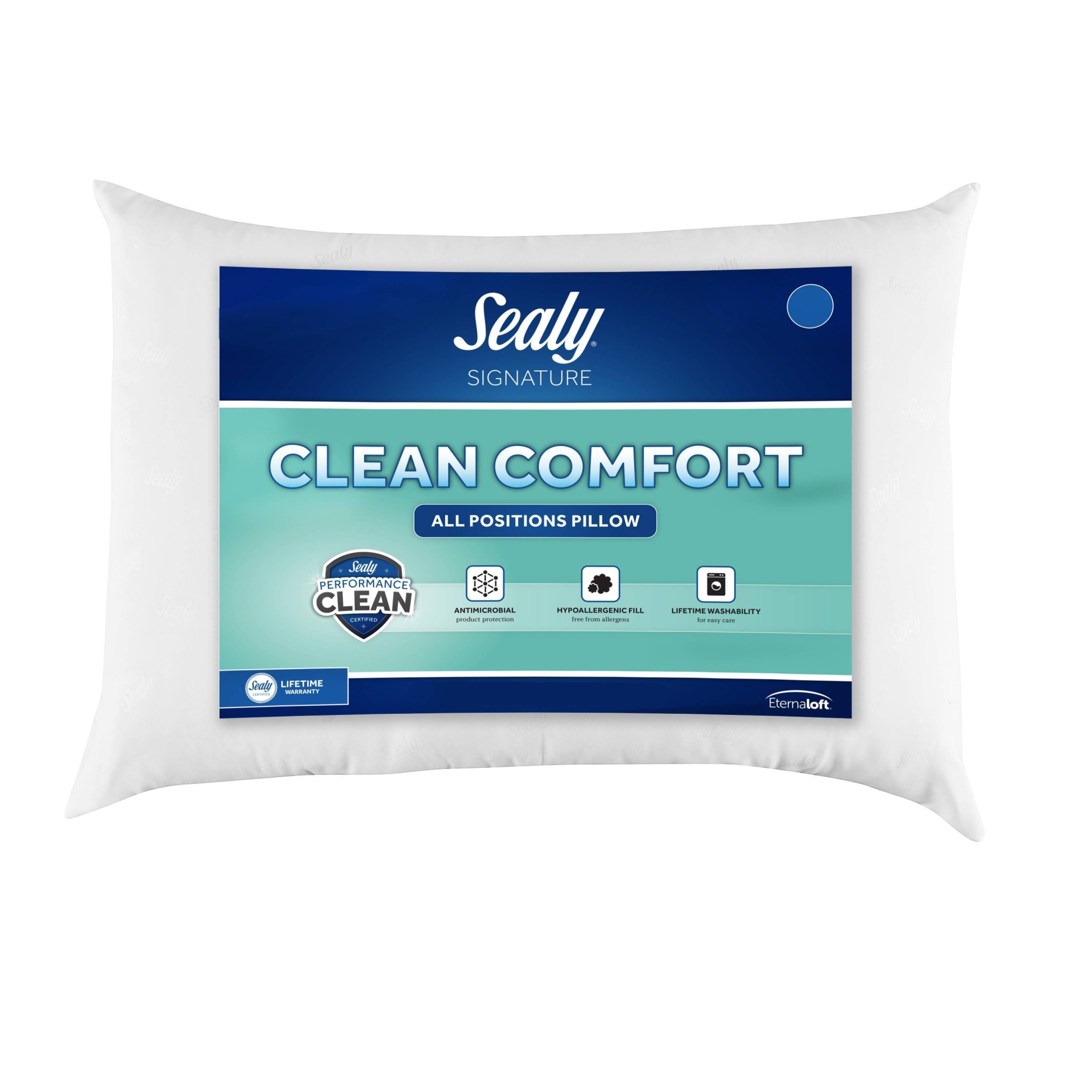 slide 1 of 5, Sealy Standard Clean Comfort Antimicrobial All Positions Bed Pillow, 1 ct