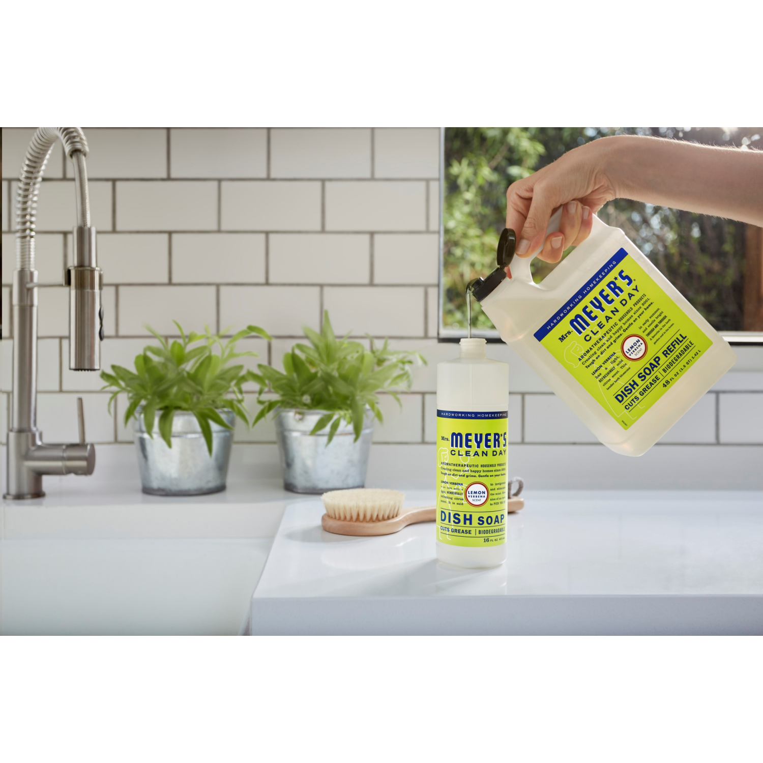 slide 3 of 6, Mrs. Meyer's Refill Lemon Verbena Dish Soap 48 oz, 48 oz