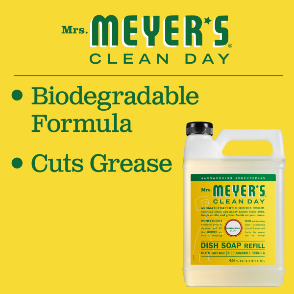 slide 18 of 21, Mrs. Meyer's Clean Day Liquid Dish Soap Refill, Honeysuckle Scent, 48 Ounce Bottle, 48 fl oz
