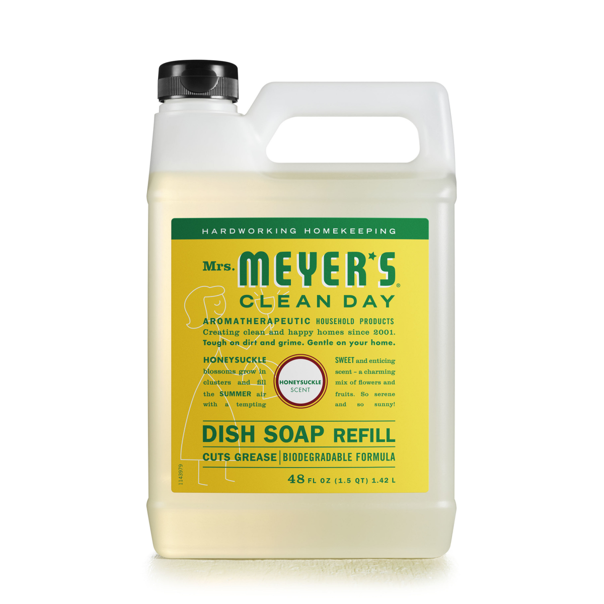 slide 1 of 21, Mrs. Meyer's Clean Day Liquid Dish Soap Refill, Honeysuckle Scent, 48 Ounce Bottle, 48 fl oz