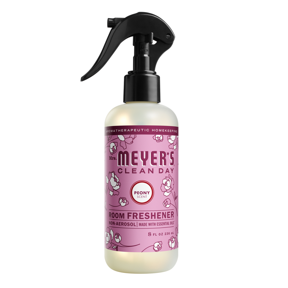 slide 1 of 21, Mrs. Meyer's Clean Day Room Freshener, Peony Scent, 8 Ounce Non-Aerosol Spray Bottle, 8 oz