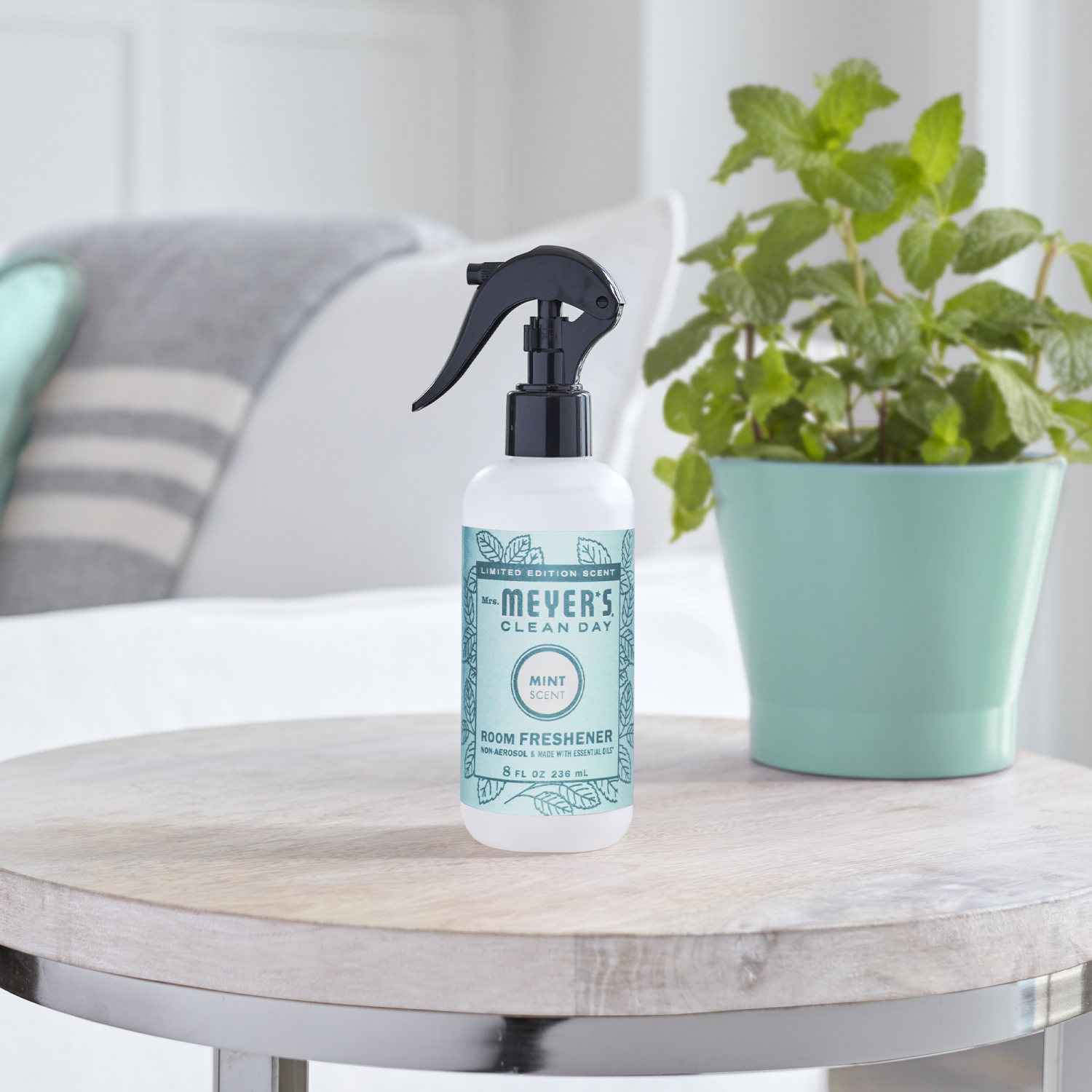 slide 5 of 6, Mrs. Meyer's Clean Day Room Freshener, Mint Scent, 8 Ounce Non-Aerosol Spray Bottle, 8 oz