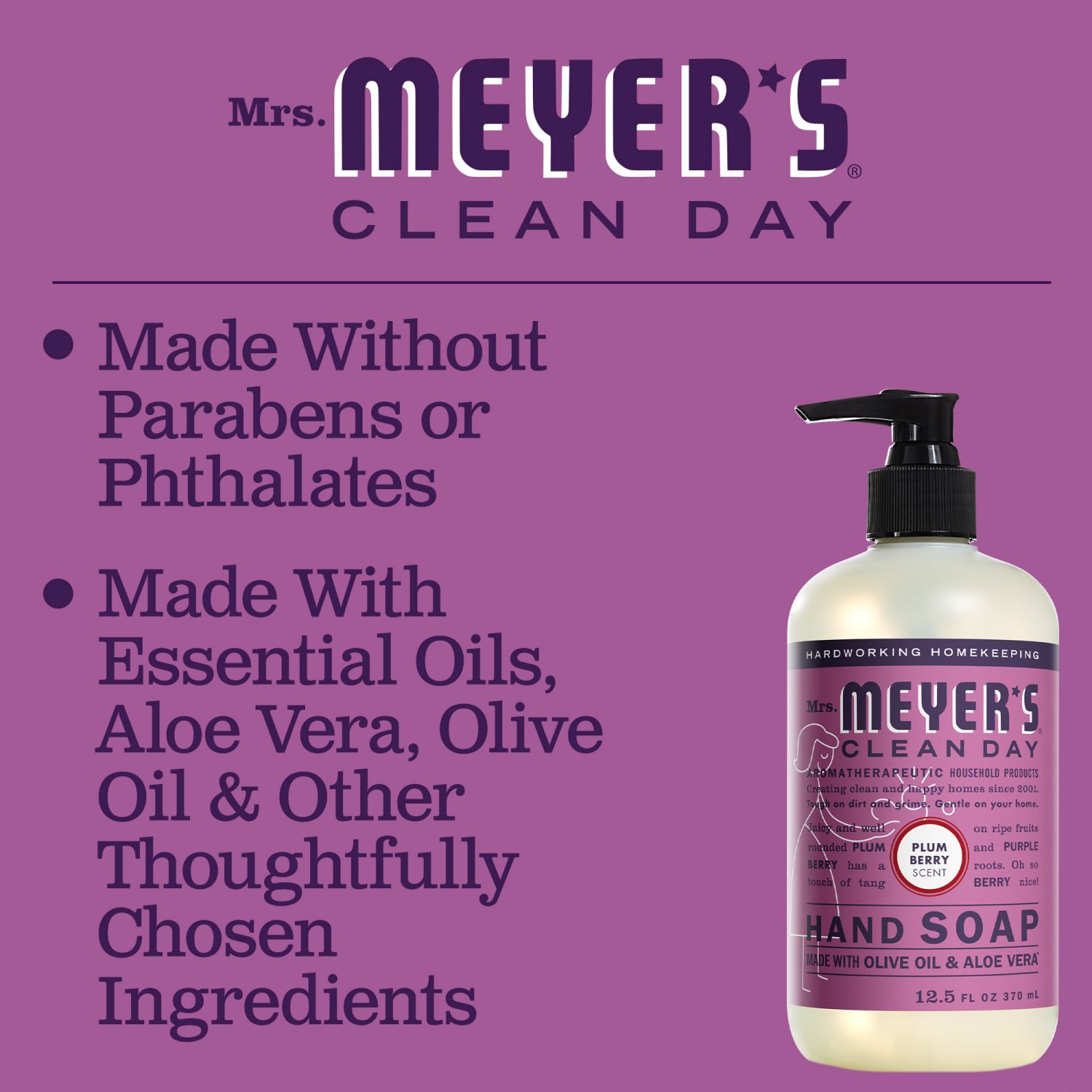 slide 4 of 4, Mrs. Meyer's Clean Day Plum Berry Scent Hand Soap 12.5 fl oz, 12.5 oz