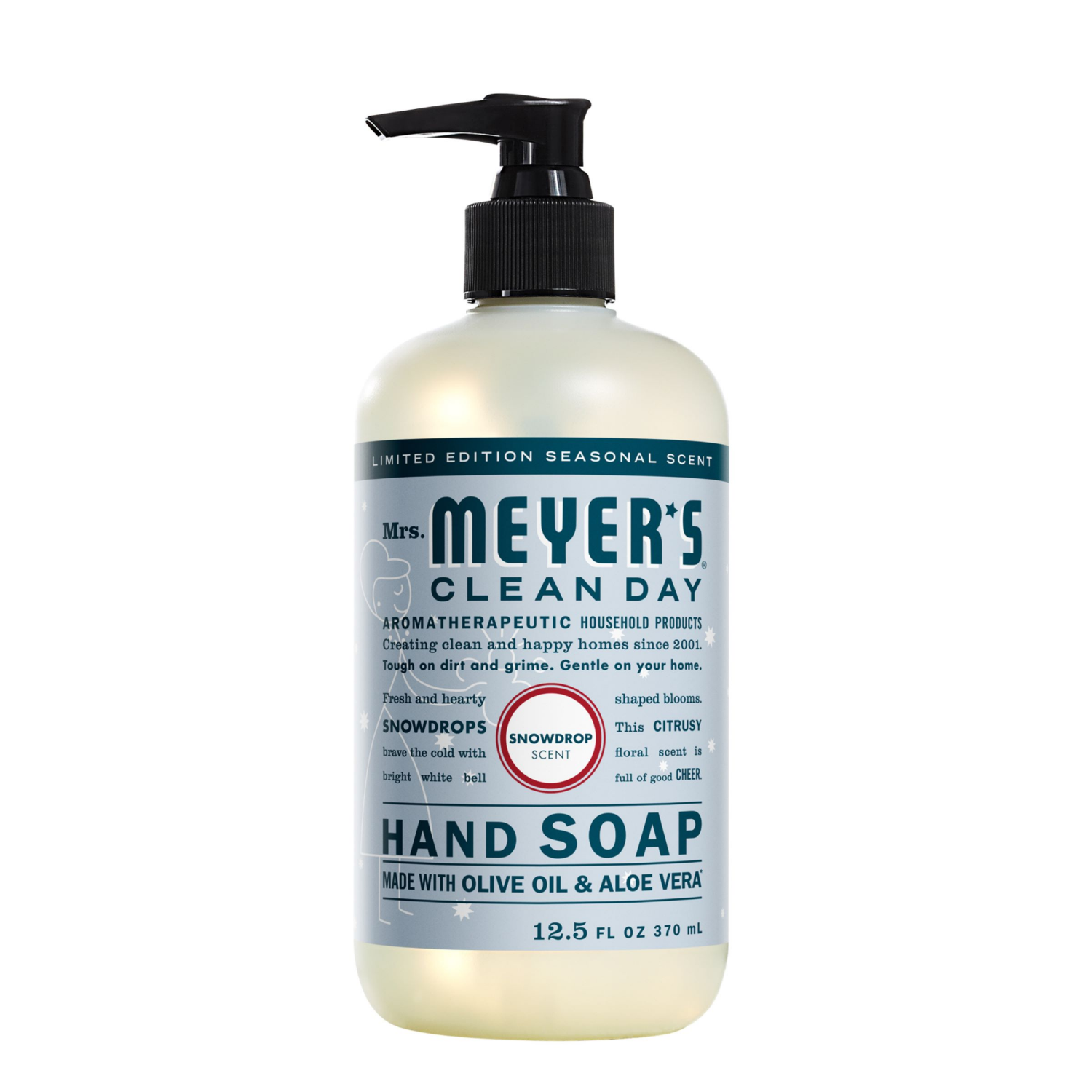 slide 1 of 5, Mrs. Meyer's Clean Day Liquid Hand Soap, Limited Edition Snowdrop Scent, 12.5 Ounce Bottle, 12.5 fl oz