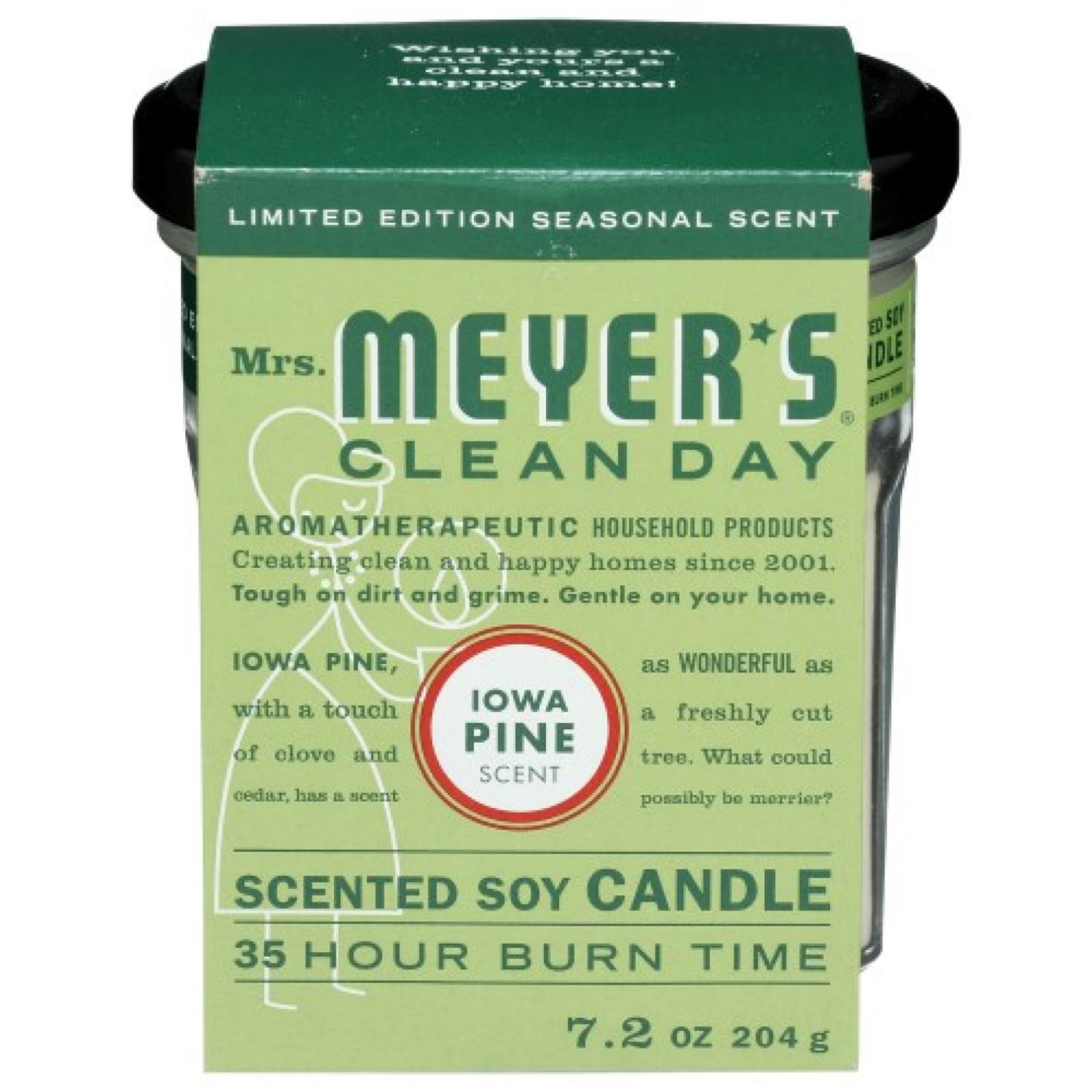 slide 1 of 5, Mrs. Meyer's Clean Day Scented Soy Candle, Large, Iowa Pine Scent, 7.2 Ounce Candle, 7.2 oz