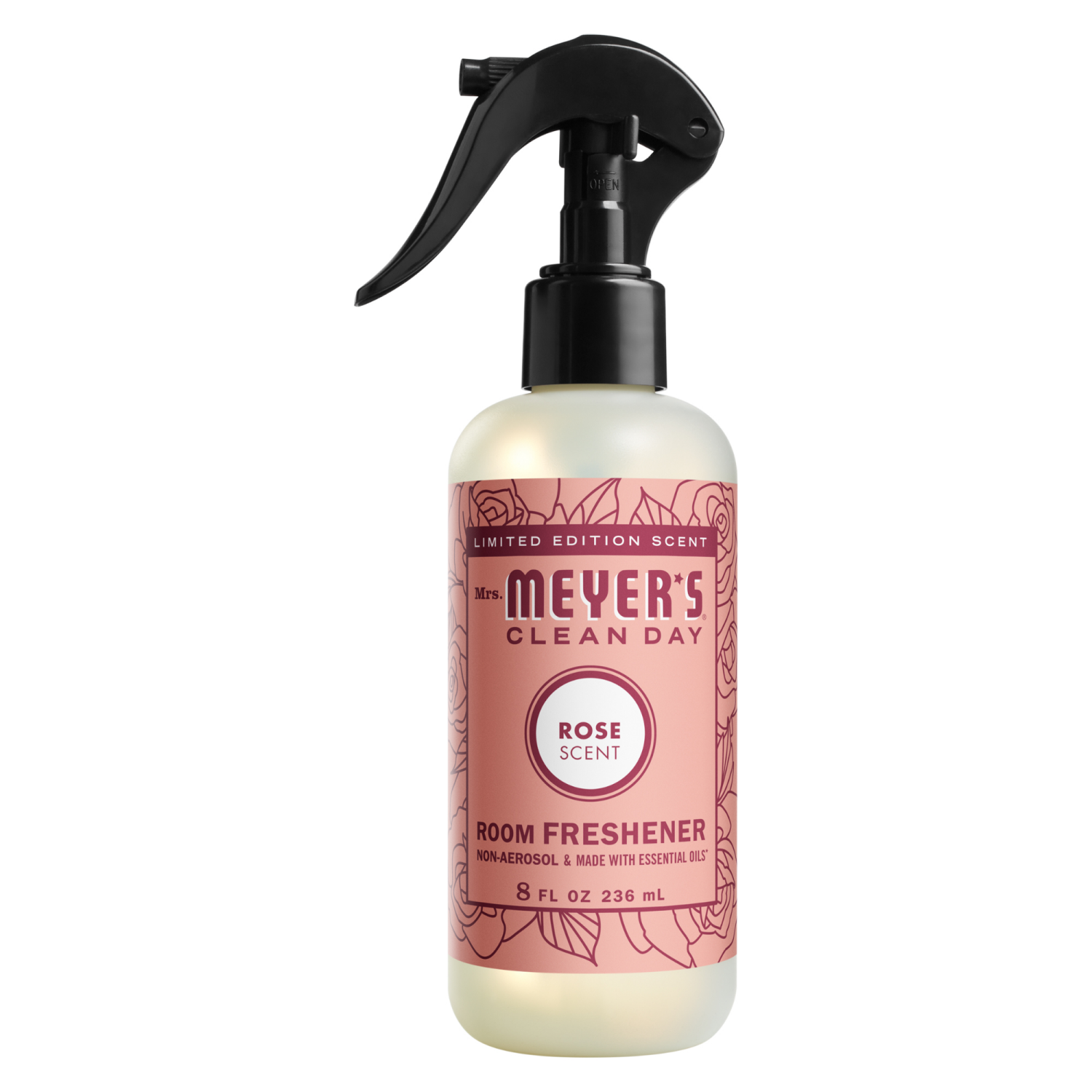 slide 1 of 6, Mrs. Meyer's Clean Day Room Freshener, Rose Scent, 8 Ounce Non-Aerosol Spray Bottle, 8 fl oz