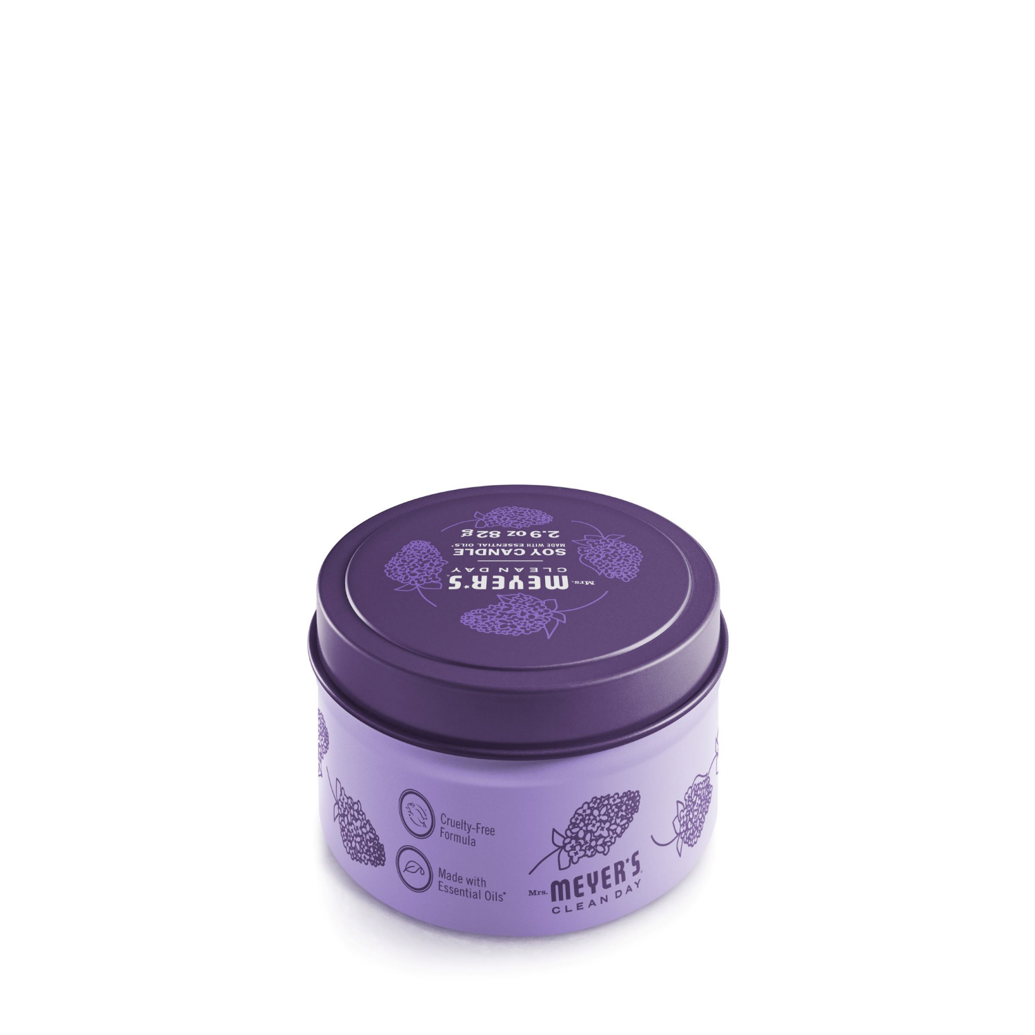slide 2 of 6, Mrs. Meyer's Mrs. Meyer''s Clean Day Scented Soy Candle, Tin Candle, Lilac Scent, 2.9 Ounce, 2.9 oz