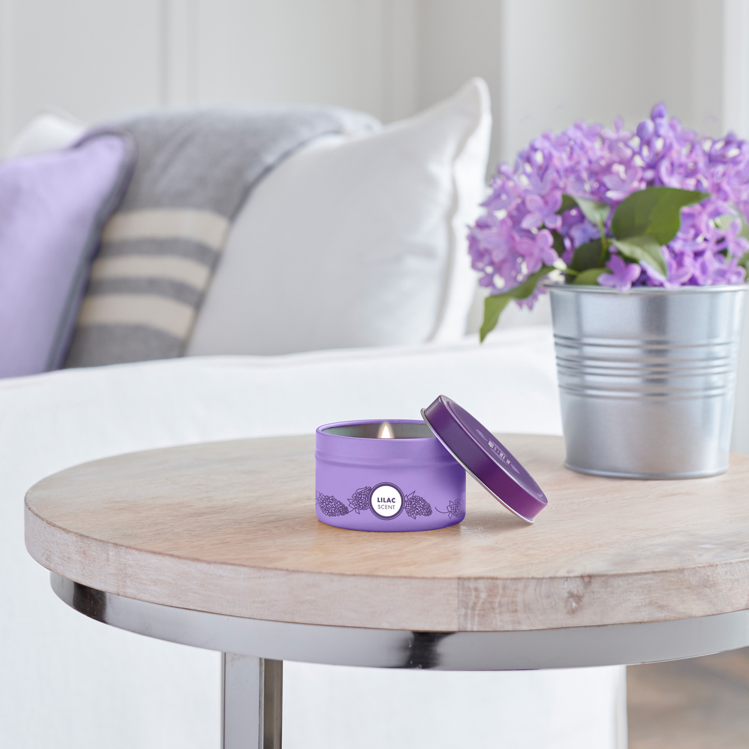 slide 3 of 6, Mrs. Meyer's Mrs. Meyer''s Clean Day Scented Soy Candle, Tin Candle, Lilac Scent, 2.9 Ounce, 2.9 oz