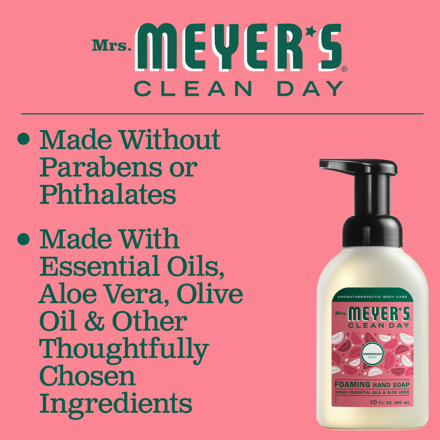 slide 5 of 5, Mrs. Meyer's Clean Day Foaming Hand Soap, Watermelon Scent, 10 Ounce Bottle, 10 fl oz