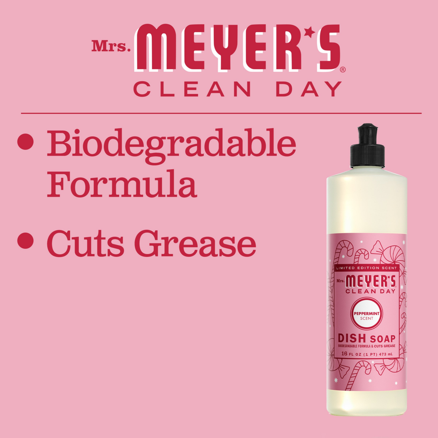 slide 6 of 6, Mrs. Meyer's Peppermint Scent Dish Soap 16 oz, 16 oz