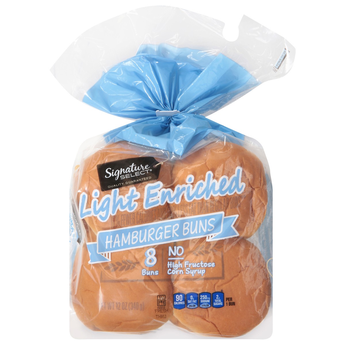 slide 1 of 6, Signature Select Light Enriched Hamburger Buns 8 ea, 8 ct